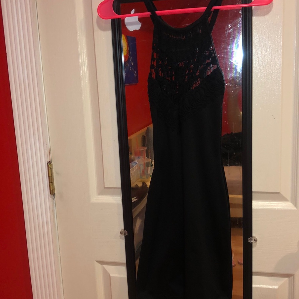 Tight Black dress with Beautiful Details on Front